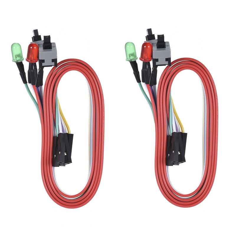 Warmstor 2 Pack 2-Pin PC Power Switch Cable 27-inch Desktop On Off Reset Push Button ATX Front Bezel Wire with HDD SW LED Indicator Light for Desktop Computer Case - Image 2